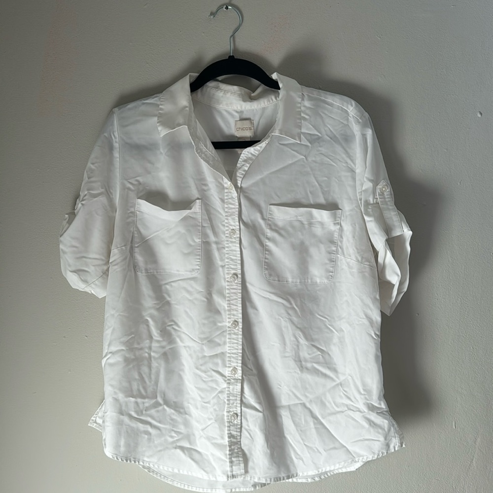 Chico’s White Short Sleeve Blouse